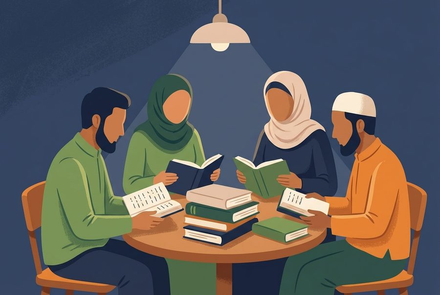 رسم توضيحي لمجموعة دراسية صغيرة
