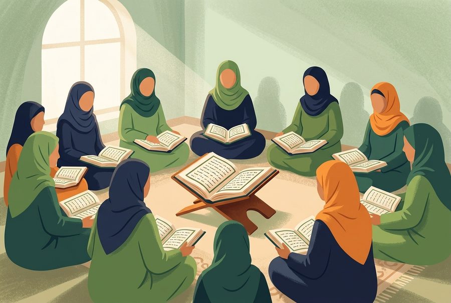 رسم توضيحي لحلقة قرآنية للنساء