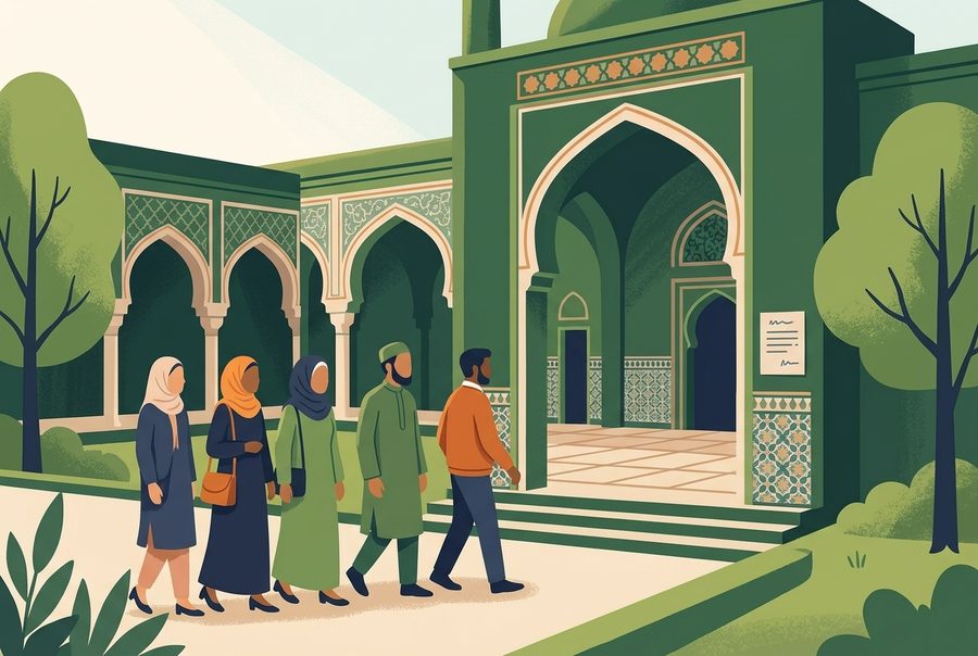 رسم توضيحي لزيارة مسجد